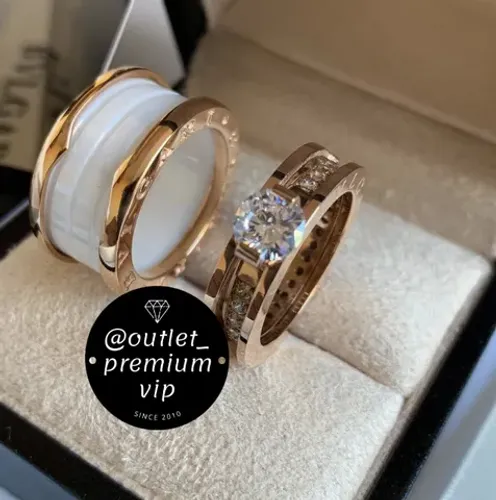 Aliança anel ceramica branca rose bvlgari