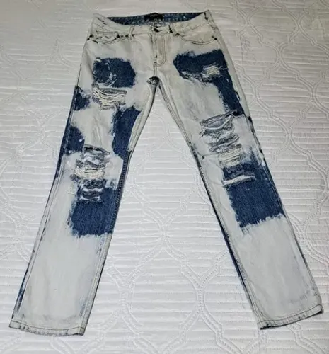 Calça Jeans Azul Clara Destroyed Masculina Tamanho 40 Forever 21