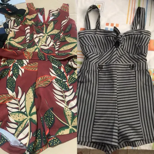 Dois Macacões Lindos - Floral e Listrado - Tamanhos P e M