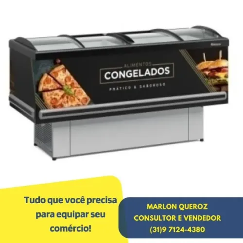 Ilha de Congelados Gelopar Vidro Curvo Adesivado