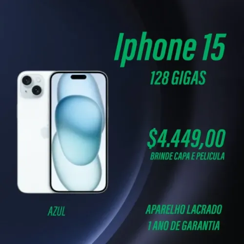 Iphone 15 128 Gb Azul | Lacrado Novo | Loja Fisica