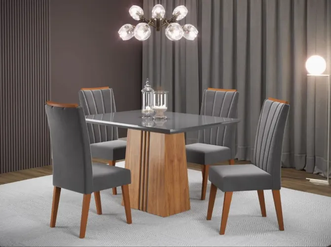 Sala ibi com 4 cadeiras safira mel blonde off white