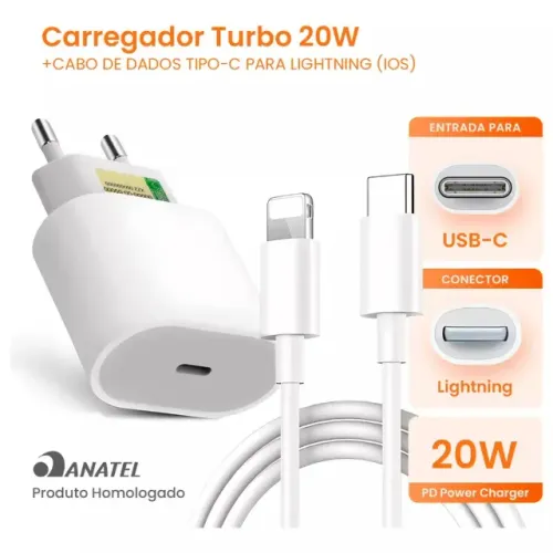 Carregador de iPhone Turbo 20W