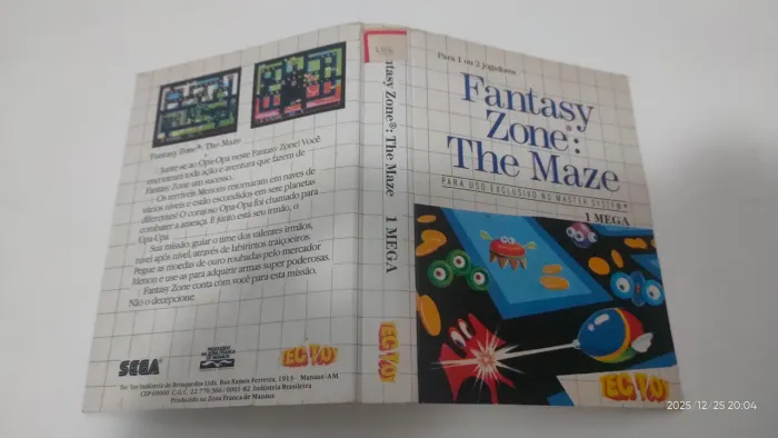 Encarte original recortado fantasy zone the maze sega master system tec toy