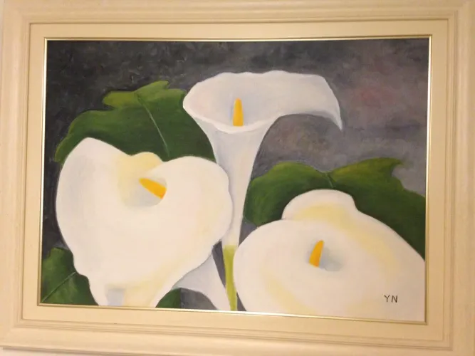 Quadro tinta a óleo - copo de leite 