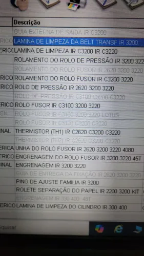 Canon IR C3200 peças de reposição originais