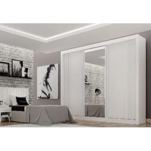 Roupeiro Milano branco 3prts com espelho 