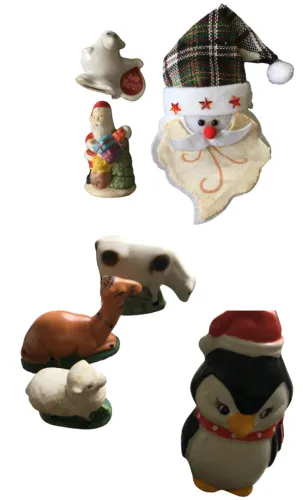 8 enfeites natalinos de porcelana
