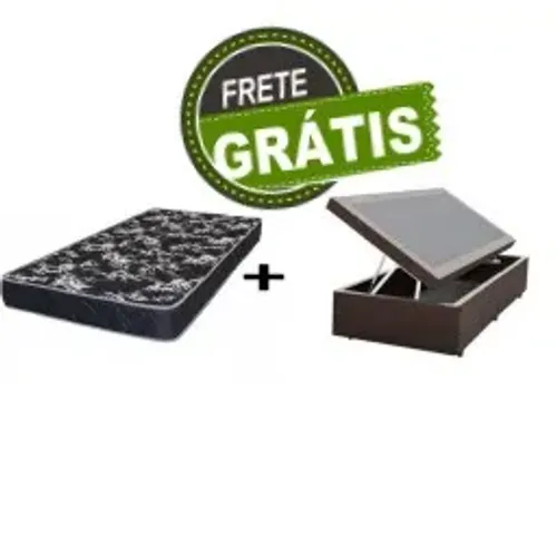 Kit Baú Casal + Colchão Molas Bonnel 24cm