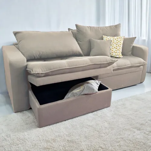 Sofá Retrátil Baú Versalles  2,40m Todo no Linho tt76