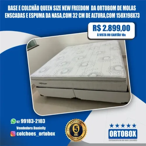 Base e Colchão Super king new freedom da Ortobom com 5 anos de garantia