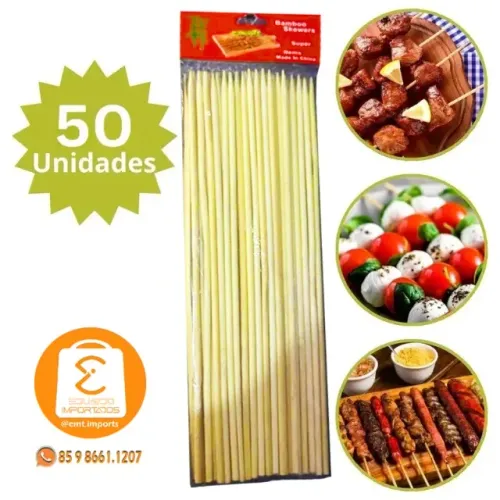 Palitos De Bambu Para Churrasco 50 Unidades com 30cm