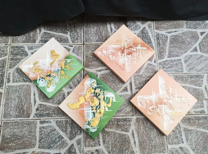 4 Quadros arte abstrata pintura