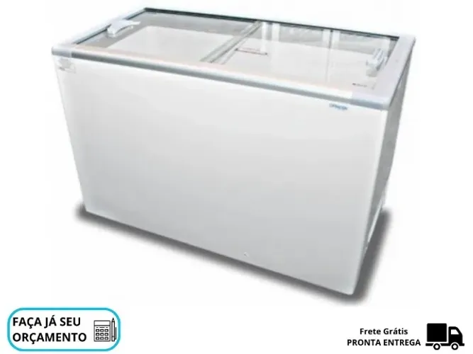 Freezer Horizontal Tampa de Vidro 411L Fricon