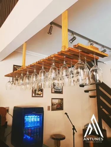 Suporte Madeira Maciça Pendurar Taças Organizador Suspenso