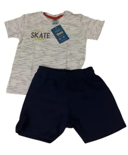 Conjunto Infantil Menino Tileesul Camiseta Rajada Bermuda