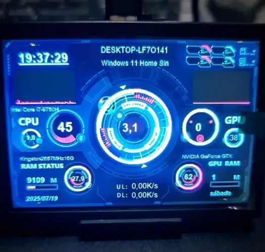 Monitor3.5" Gamer com Painel de Informações