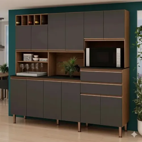 Armário de Cozinha Malbec Ébano/Grafite