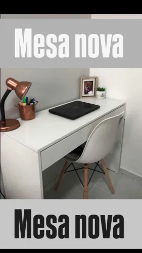 Mesa nova com gaveta em mdf na cor branca 