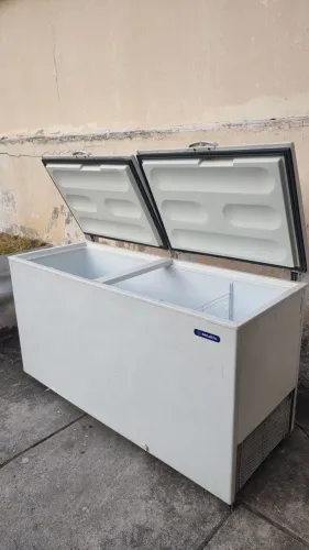 Freezer horizontal metalfrio 550 litros 127voltz funcionando perfeitamente dupla função 