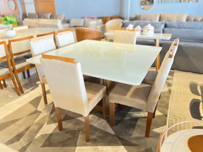 Conjunto de mesa de jantar elegante de madeira 