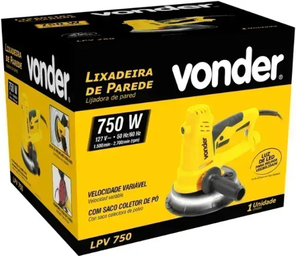 Lixadeira de parede, com LED, 750 W, LPV 750, 127 V~, VONDER