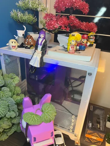 Gabinete Gamer Aquário Branco Com Detalhes Roxo - 100% novo CV300