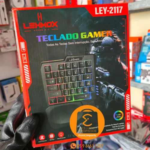 Teclado Gamer Luminoso de Uma mão, sem Interrupção ou Atrasos, tecla Flutuante com fio USB