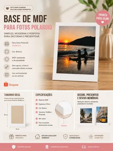BASE PARA FOTOS EM MDF - KIT COM 20