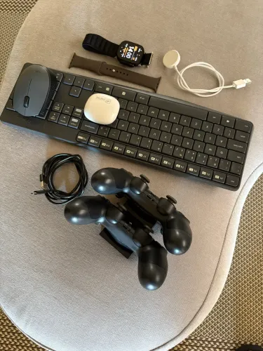 ? KIT COMPLETO - Teclado + Mouse + 2 Controles PS + Smartwatch + Fone ?
