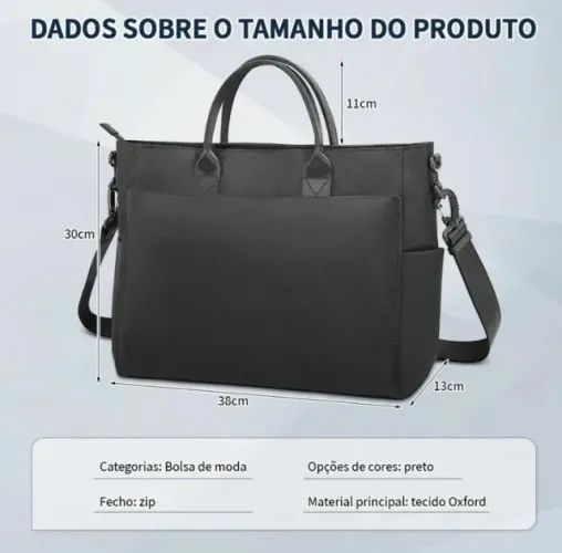Bolsa Feminina Grande Preta - NOVA