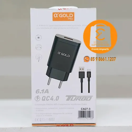 Carregador Turbo 4.0 QC com 30w para Celular TIPO-C, completo