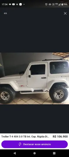 Troller T-4 4X4 3.0 TB Int. Cap. Rígida Diesel 2011