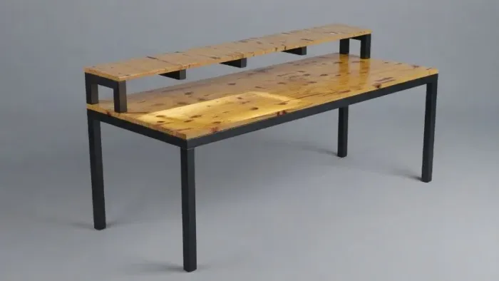 Mesa /Bancada/ Escrivaninha Industrial Estilo Industrial - Tampo Pinus e Ferro