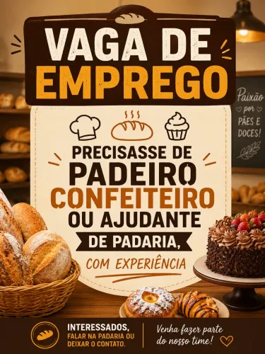 Vaga de emprego em padaria 