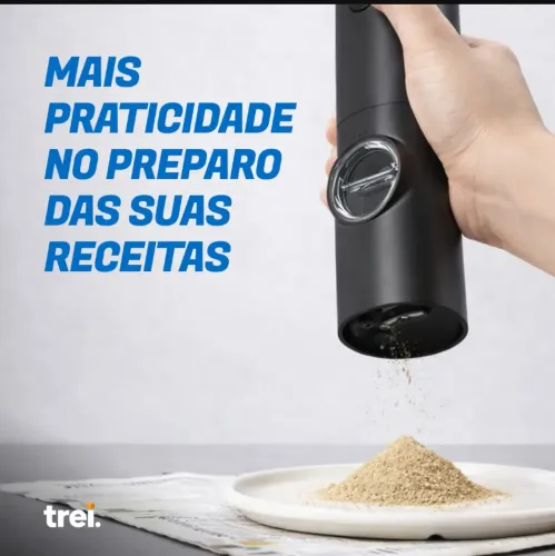 Moedor Elétrico Automático Sal Pimenta Grãos Ajustável Tempero Preto USB Recarregavel 