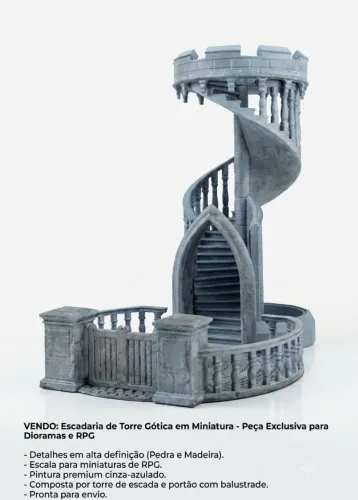 Torre de Fantasia Medieval para RPG e Decoração - Impressão 3D Artesanal