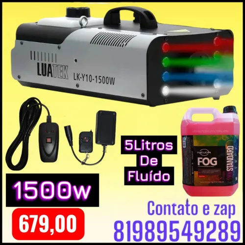 MAQUINA DE FUMAÇA COM LEDS 1500W COM 5 LITROS DE FLUÍDO 