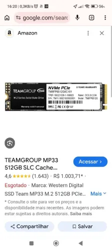 SSD nvme teamgroup 512gb gen3