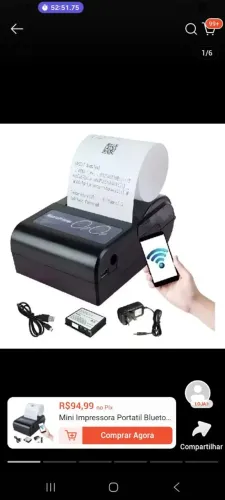Vendo mini empressora térmica nova