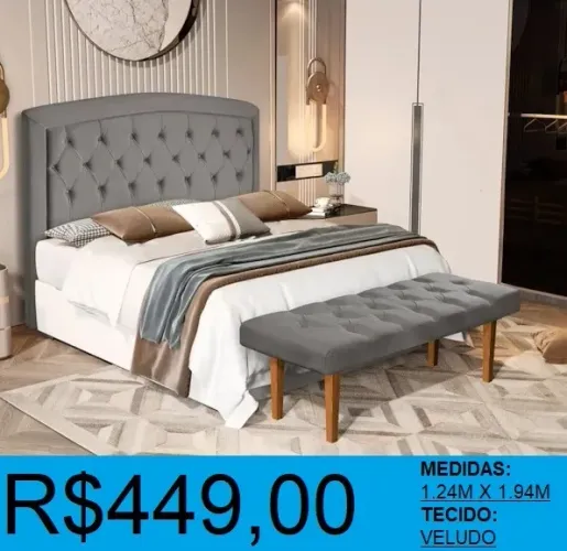 Cabeceira cama king veludo - frete grátis!