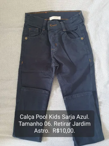Calça Pool Kids Sarja Azul Tamanho 06