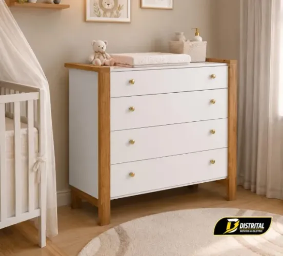 Cômoda Infantil Flora 4 Gavetas Novo