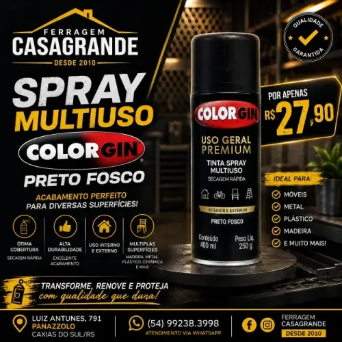 Spray Colorgin / Preto Fosco
