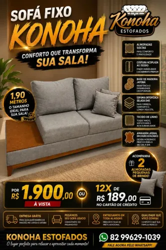 Sofá com base de madeira e aparador (NOVO)