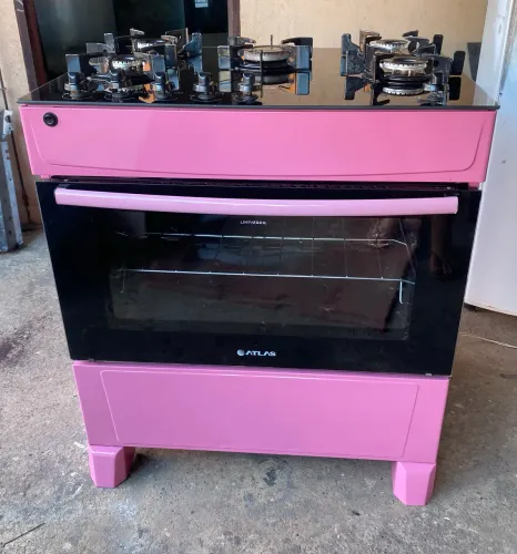 Fogão 5 bocas rosa de mesa de vidro elétrico. ENTREGO