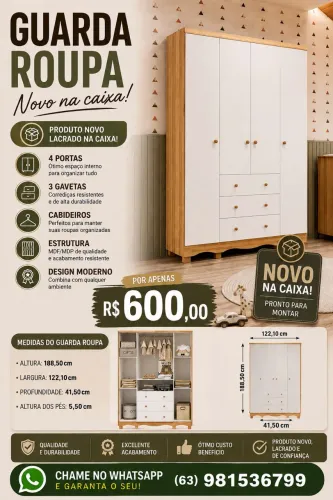 Guarda Roupa Infantil 4 portas