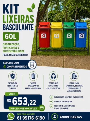 Kit Lixeira Basculante 60L