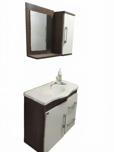 GABINETE DE BANHEIRO+ESPELHEIRA+CUBA+TORNEIRA