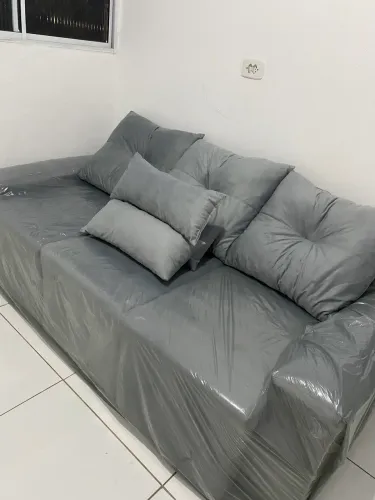 Sofá retrátil cinza novo 